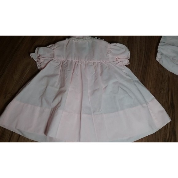 Vtg A Little Angel Baby Girl Pink Dress Smocked Buttoned Front Wide Hem 3-6 Mo - Picture 9 of 11